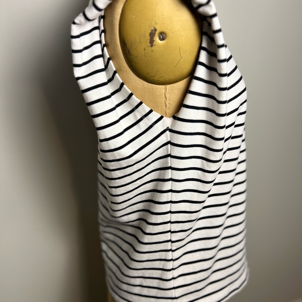 Anthropologie women’s black & white striped sleeveless cotton top XS - Picture 3 of 7